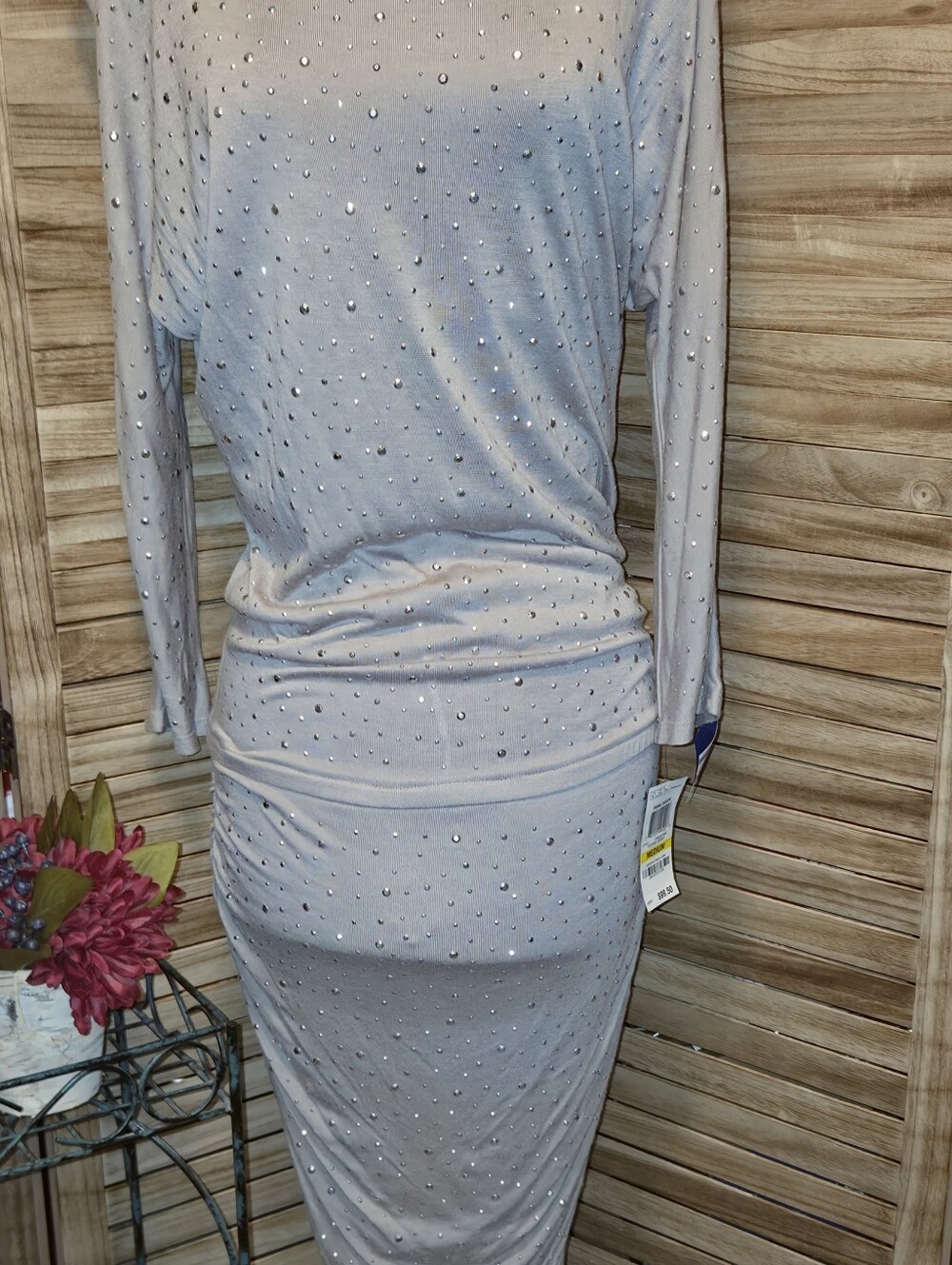NWT INC Dress M with Silver Tone Embellishments